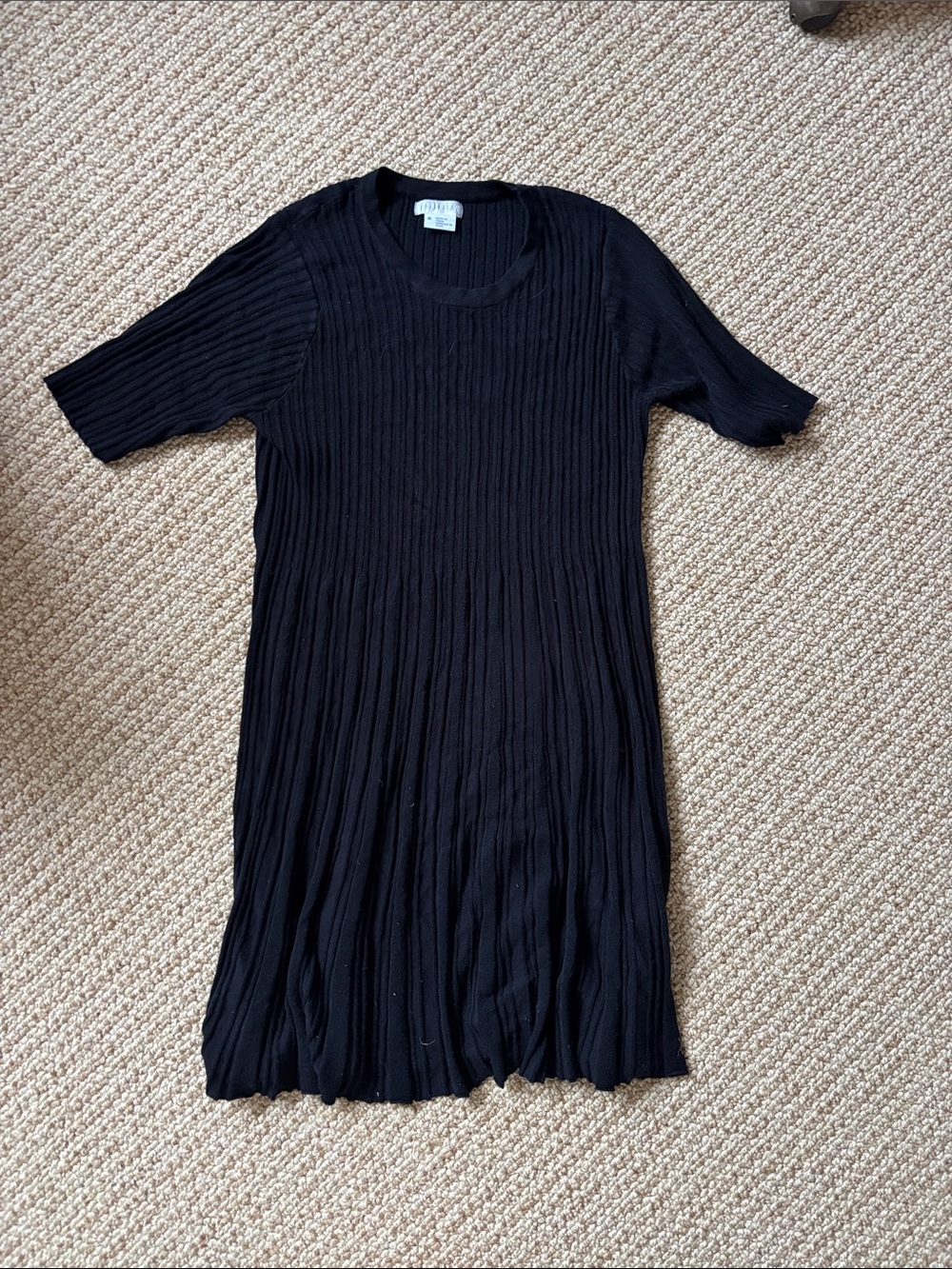 Cooperative Black Ribbed Pleated Midi Dress